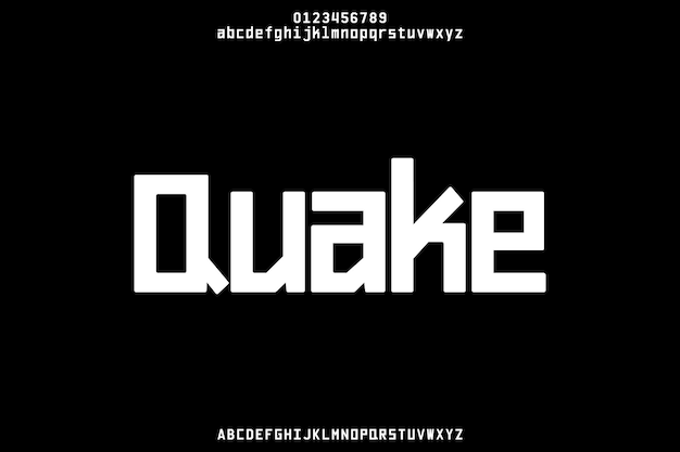Retro i vintage Quake Creative Vector Mono Alphabet Font Design