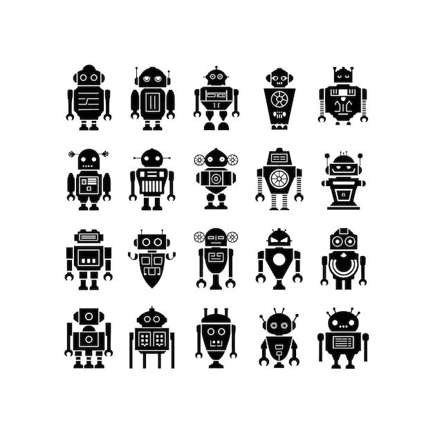 Retro ikony robotów