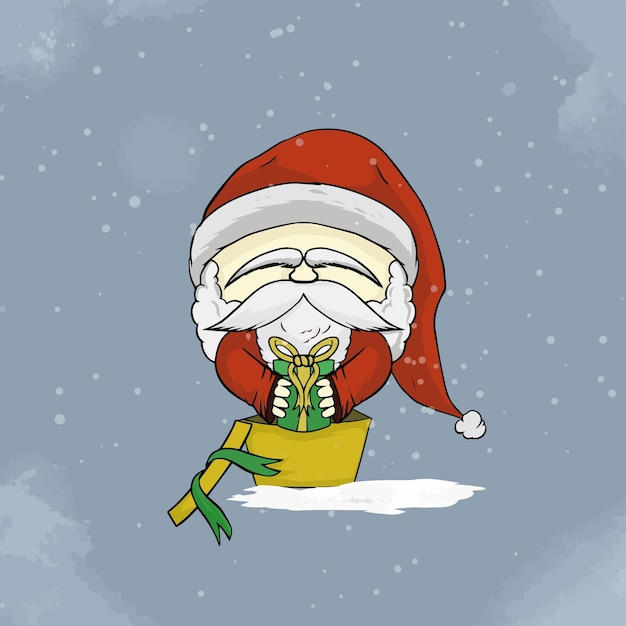 Plik wektorowy retro ilustracja santa przynosząc słodkie prezenty świąteczne w zimie