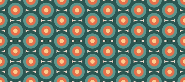Wektor retro koncentryczne koła wzór vintage abstrakcyjne geometryczne tło w stylu lat 70. lub 80