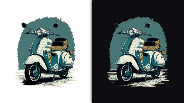 Plik wektorowy retro motocykl wektor ilustracja tshirt