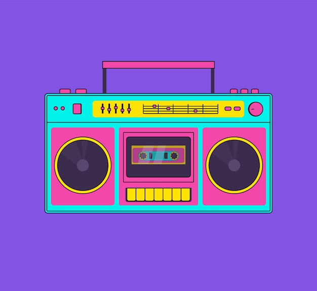 Retro Odtwarzacz Audio W Stylu Memphis Magnetofon Kasetowy Pozytywka Nostalgia Za Latami 90-tymi