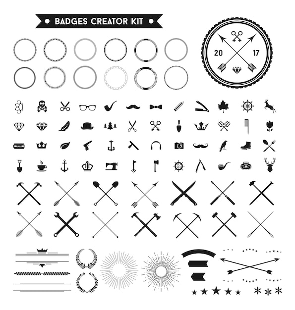 Retro Odznaki Logo Design Element Vector Set