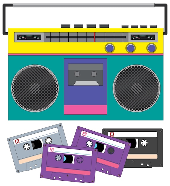Retro radio na białym tle