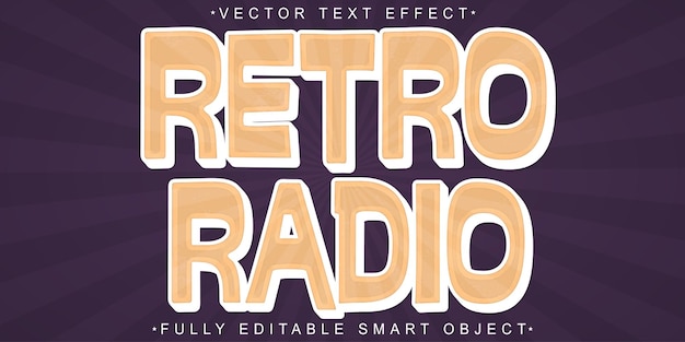 Retro Radio Vintage Wektor w pełni edytowalny Smart Object Text Effect