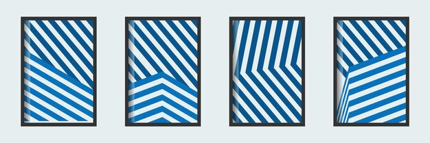 Retro set line geometric vector pattern minimal posters with 20s geometric design Trendy bauhaus pattern background for cover design poster