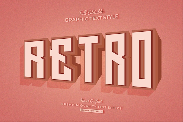 Plik wektorowy retro stary styl czcionki edytowalny efekt tekstowy 3d