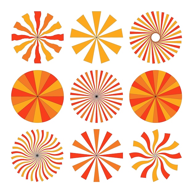 Retro Sunburst Wzór Koło Abstrakcjonistyczny Okrągły Geometryczny Kształt Odizolowywający Na Białym Tle.