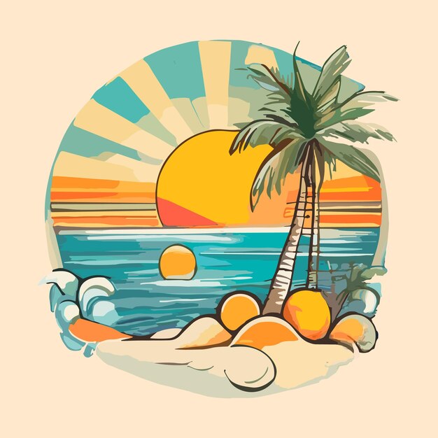 Plik wektorowy retro sunset summer t-shirt design bundle