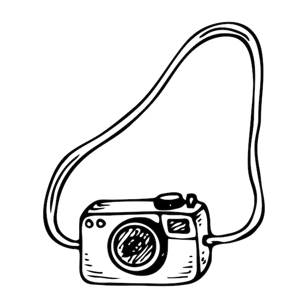 Plik wektorowy retro szkic kamery ręcznie narysowana ilustracja