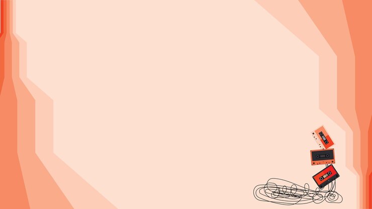 Wektor retro tapeta z kasetami audio izolowane pomarańczowe tło płaskie tło odpowiednie do vintage tło retro plakat retro baner