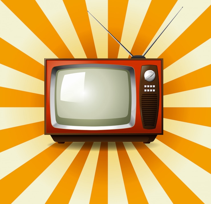 Wektor retro telewizja z gwiazdą