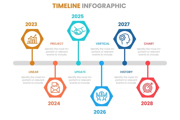 Retro Timeline Infographic Z Zestawem Ikon Wektorowy Szablon Projektowania