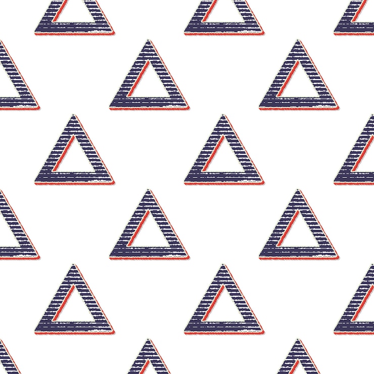 Wektor retro trójkąty wzór, abstrakcyjne tło geometryczne w stylu lat 80-tych, 90-tych. geometryczna prosta ilustracja