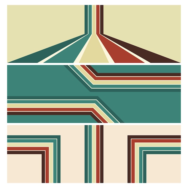 Plik wektorowy retro vintage 70s styl tło linie wektor 1970s stylowa ilustracja abstrakcyjny zestaw geometryczny