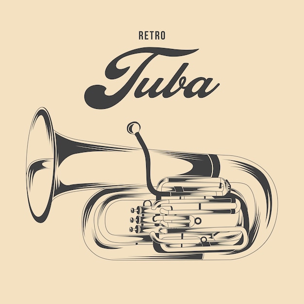 Retro Vintage Jazz Tuba Ilustracja Wektorowa