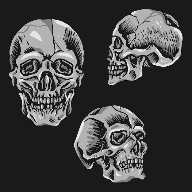 Retro Vintage Skull Tattoo