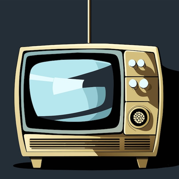 Plik wektorowy retro vintage stara telewizja tv ręcznie rysowane kreskówka naklejka ikona koncepcja na białym tle ilustracja