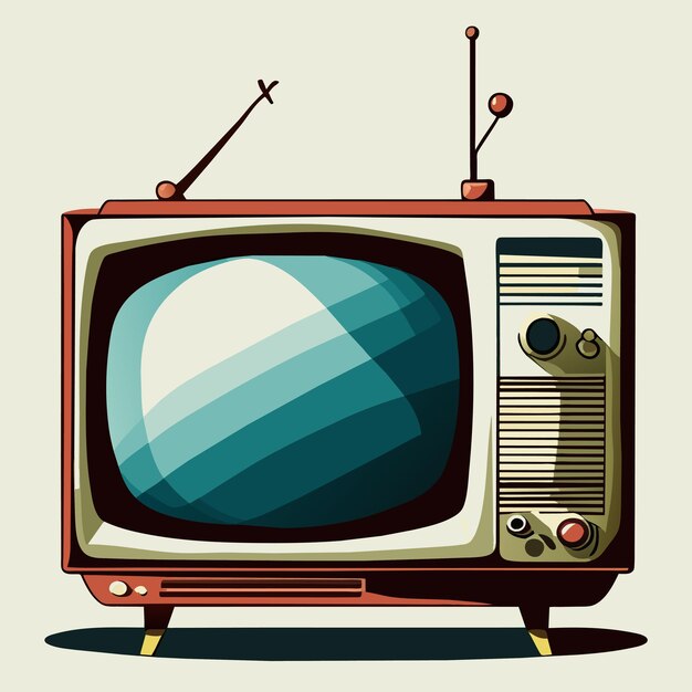 Plik wektorowy retro vintage stara telewizja tv ręcznie rysowane kreskówka naklejka ikona koncepcja na białym tle ilustracja