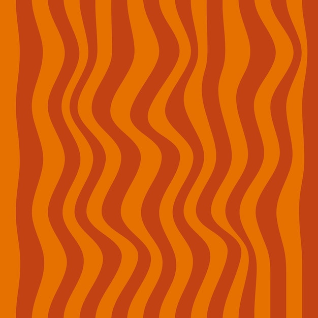 Retro Wavy Striped Pattern w ciepłych odcieniach pomarańczowych i brązowych Abstract 70s Inspired Design