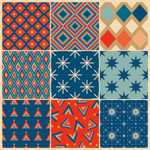 Retro wzory w stylu lat pięćdziesiątych i sześćdziesiątych wzory z połowy wieku