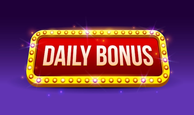 Retro Znak Z Lampą Baner Daily Bonus, Poker, Karty Do Gry, Automaty I Ruletka, Gra, Interfejs Użytkownika, Baner