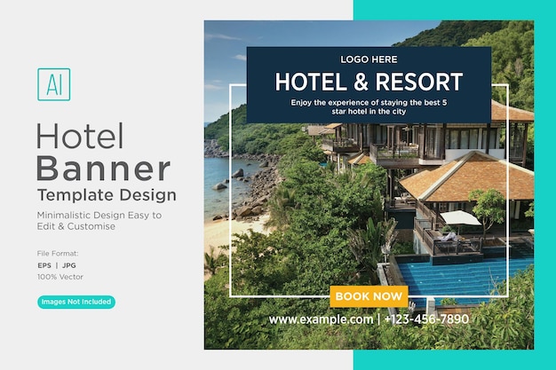 Rezerwacja Hotelu Social Media Marketing Banner Design Template