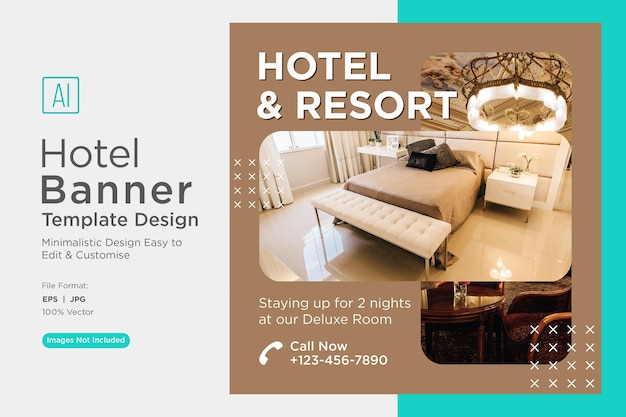 Plik wektorowy rezerwacja hotelu social media marketing banner design template