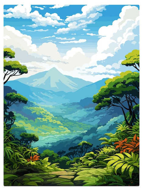 Plik wektorowy rezerwat montverde cloud forest costa rica starożytny plakat podróżniczy pamiątkowy portret kartka pocztowa