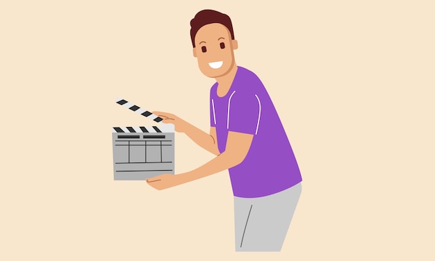 Reżyser filmowy trzymający clapboard