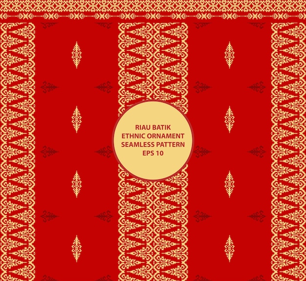 Riau batik etniczny ozdoby bezszwowy wzór czerwone tło