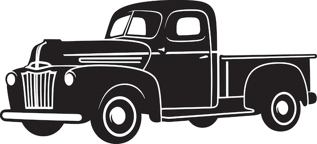 Ride Through Time Black Logo Icon Legacy Wheels Vintage Pickup Design (jedz Przez Czas)