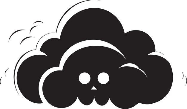 Plik wektorowy riled nimbus wściekły cartoon chmura emblem fuming squall czarny angry cloud icon