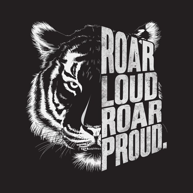 Plik wektorowy roar loud roar proud projekt koszulki