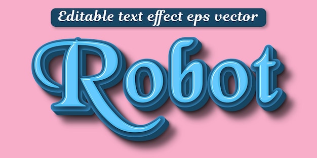 Robot kolor niebieski edytowalny efekt tekstu 3D eps wektor