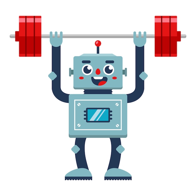 Robot kulturysta podnosi sztangę