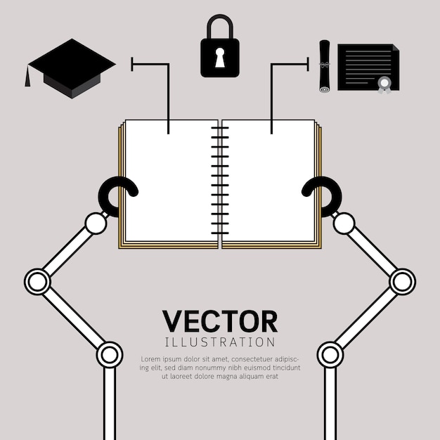 Robot Ręce Trzymać Książki Z Symbolem Edukacji