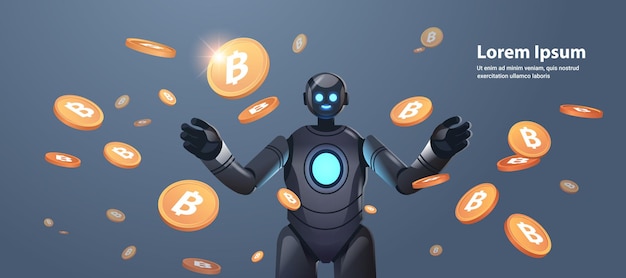 robot z bitcoinami kryptowaluta internetowa wydobywanie pieniędzy pasywny dochód zarobki sztuczna inteligencja