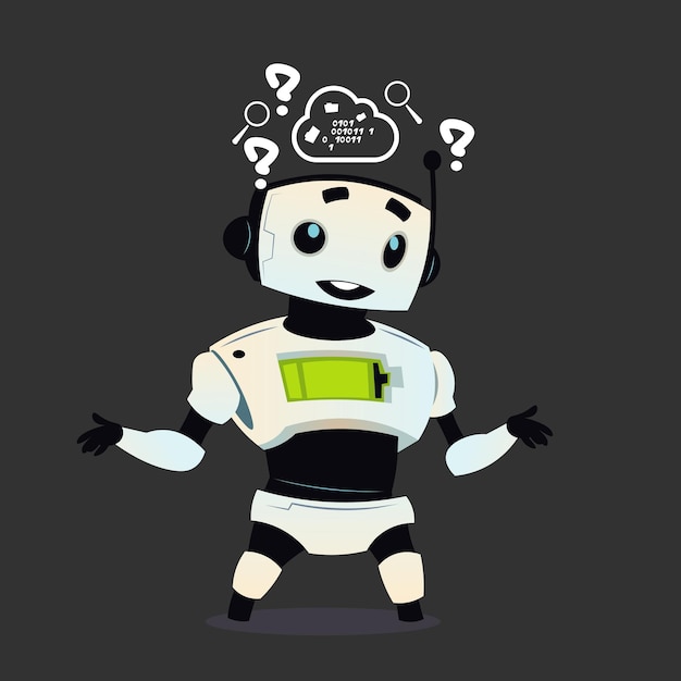 robot z głową z liczbą 1 na nim