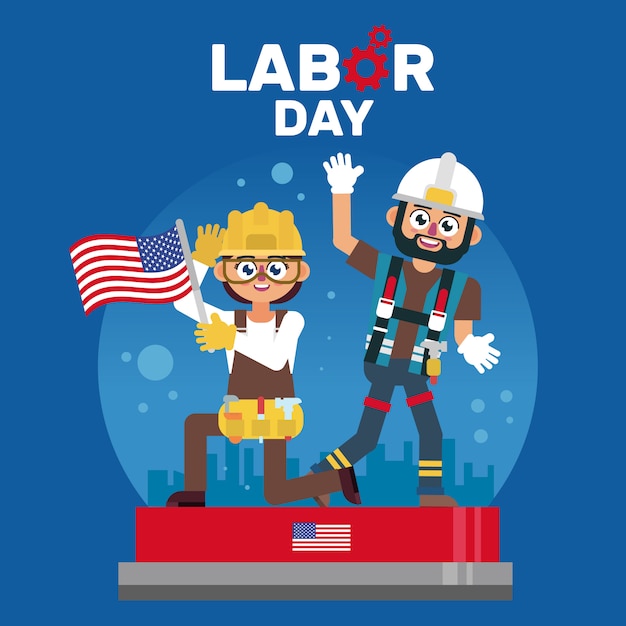 Plik wektorowy robotnik przemysłowy świętuje dzień pracy ameryki