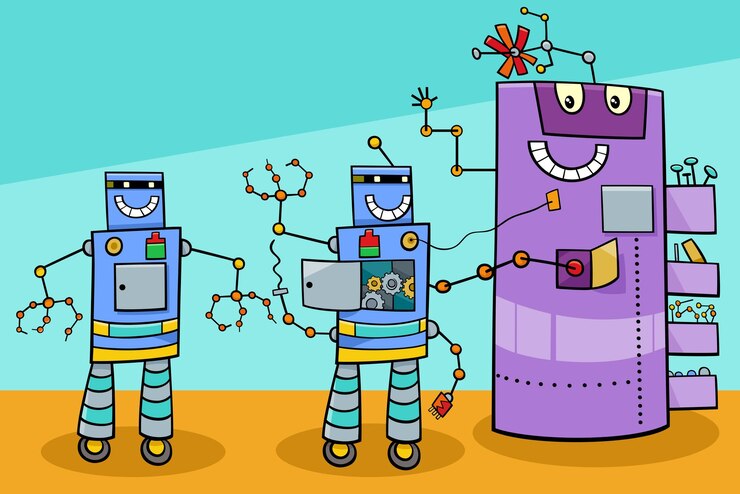 Wektor roboty z kreskówek postacie science fiction