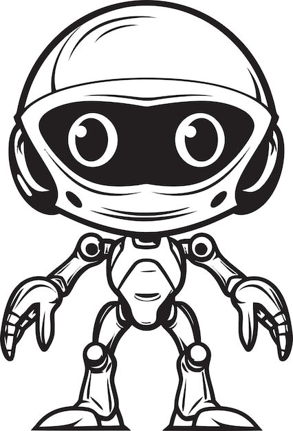 Robotyczny Eksplorator Wektor Logo Robota Kosmicznego Kybernetyczny Wędrowca Emblematyczny Obcy Robot Strażnik