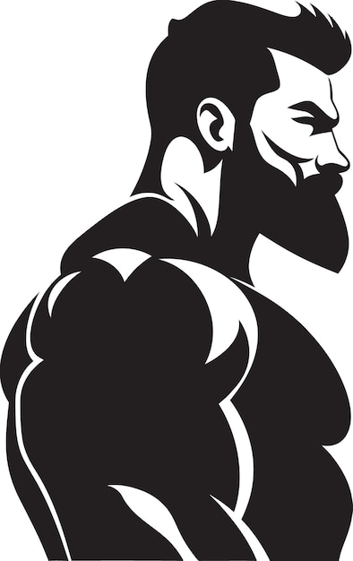 Plik wektorowy robust muscle emblem vector black logo icon of caricature bodybuilder champion flex fusion caricatu