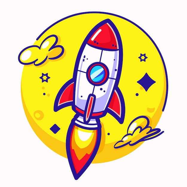 Plik wektorowy rocket launching cartoon flat vector illustration startup concept icon design