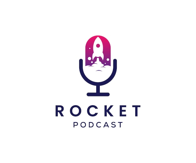 Rocket Podcast Logo Szablon Wektor Projektu.