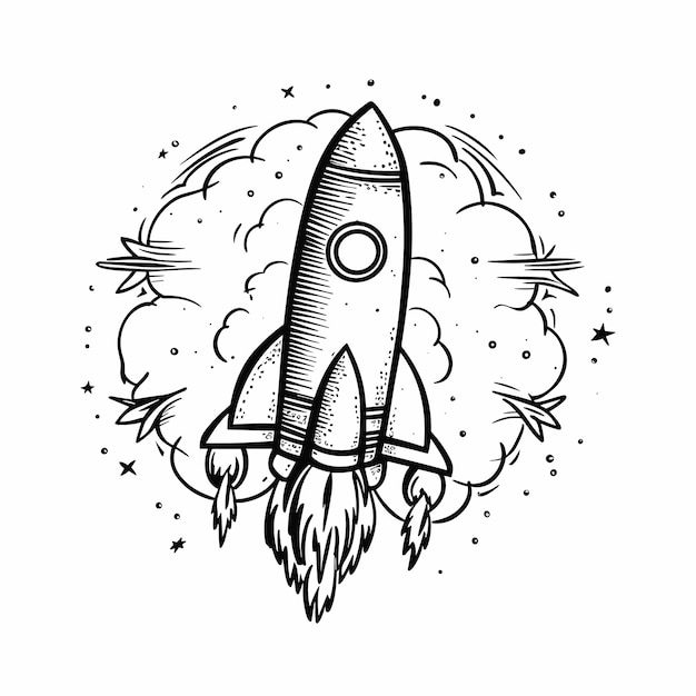 Plik wektorowy rocket ship isolated coloring page for kids rakietowy statek z gwiazdami obiad w kosmosie