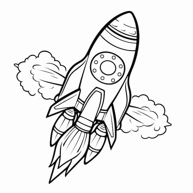 Rocket Ship Isolated Coloring Page For Kids Rakietowy Statek Z Gwiazdami Obiad W Kosmosie