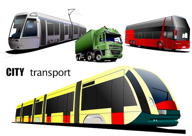 Plik wektorowy rodzaje transportu miejskiego ilustracja wektorowa 3d