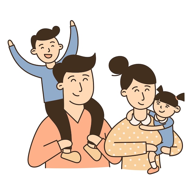 Plik wektorowy rodzina ręcznie rysowane dziecko i rodzina doodle ikona