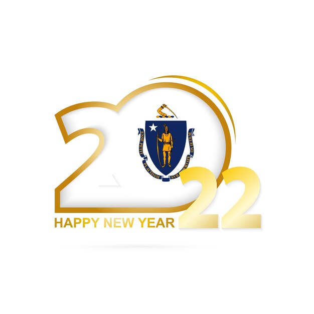 Rok 2022 Ze Wzorem Flagi Massachusetts Projekt Szczęśliwego Nowego Roku